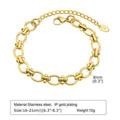 Women Stainless Steel Chain Bracelet,18K Gold Plated Twist Paperclip Adjustable Link Bracelet,Chunky Stackable Layered Jewelry