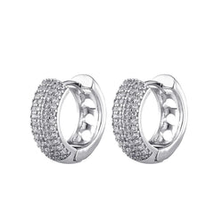 Luxury AAAA Zirconia Round Huggie Hoop Earrings For Women Geometric Ear Buckle Wedding Engagement Party Trendy Classic Jewelry