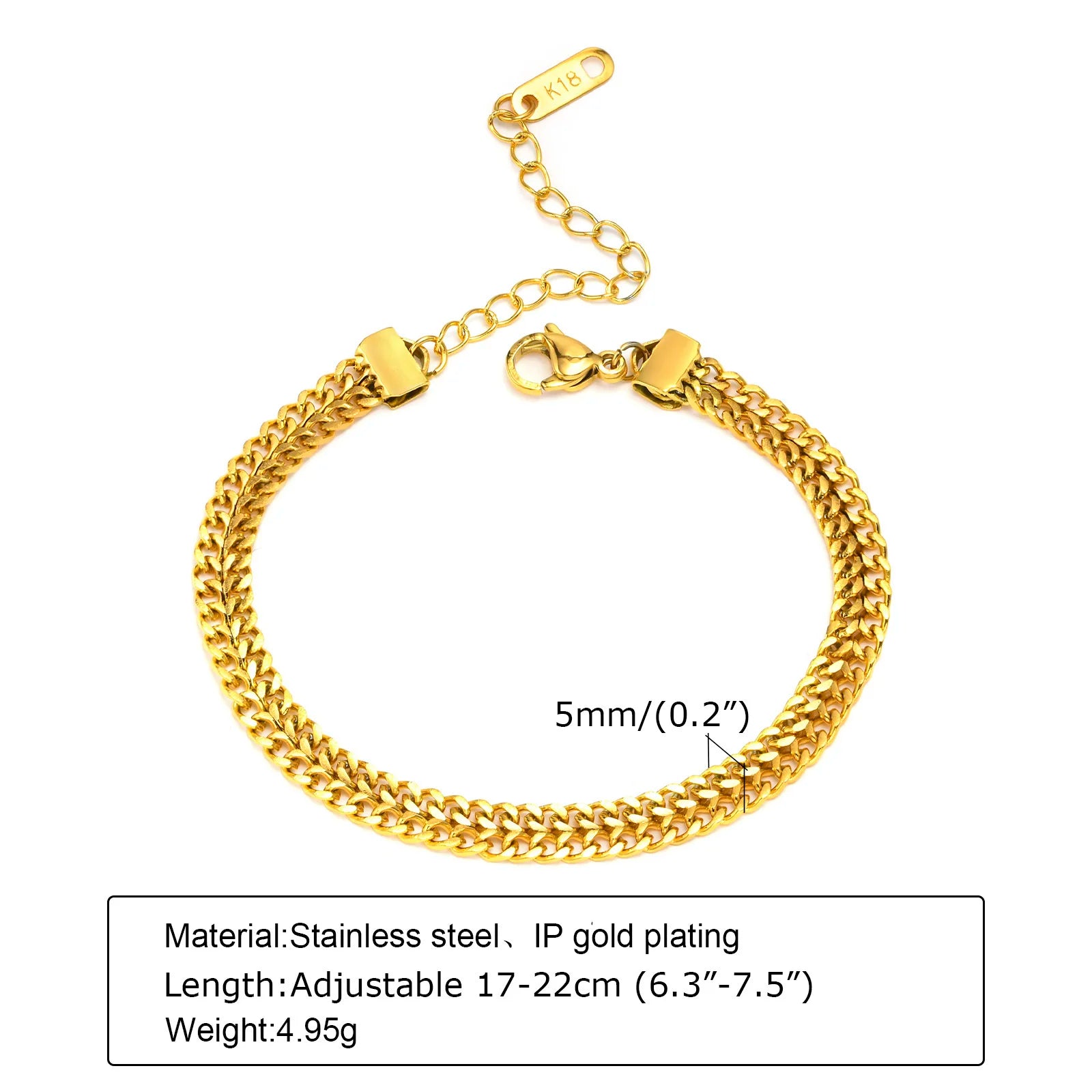 Women Stainless Steel Chain Bracelet,18K Gold Plated Twist Paperclip Adjustable Link Bracelet,Chunky Stackable Layered Jewelry