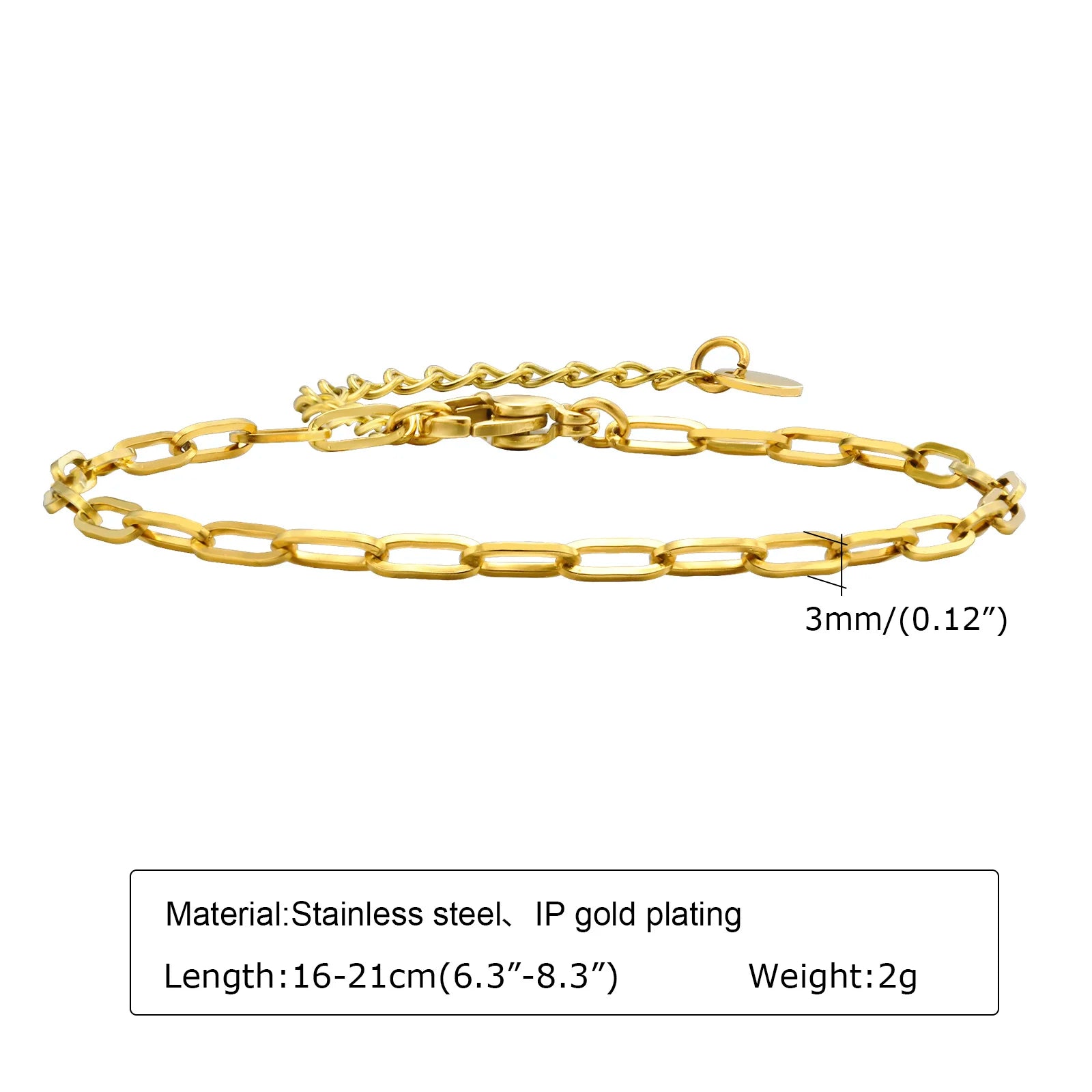 Women Stainless Steel Chain Bracelet,18K Gold Plated Twist Paperclip Adjustable Link Bracelet,Chunky Stackable Layered Jewelry
