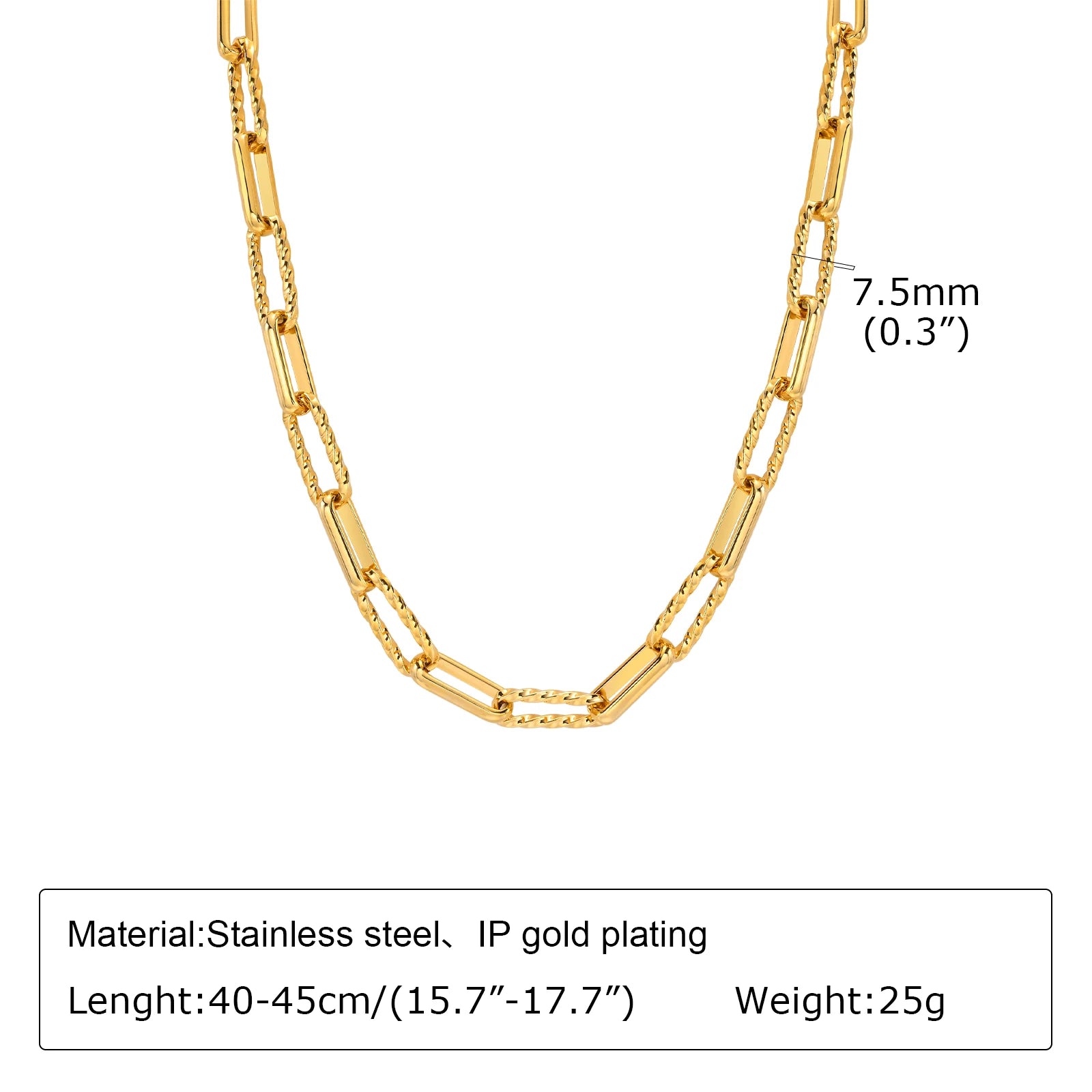 Women Stainless Steel Chain Bracelet,18K Gold Plated Twist Paperclip Adjustable Link Bracelet,Chunky Stackable Layered Jewelry