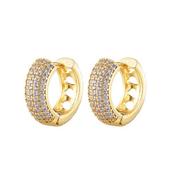 Luxury AAAA Zirconia Round Huggie Hoop Earrings For Women Geometric Ear Buckle Wedding Engagement Party Trendy Classic Jewelry
