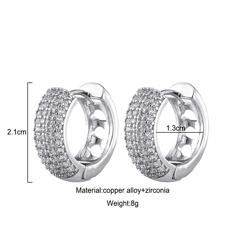 Luxury AAAA Zirconia Round Huggie Hoop Earrings For Women Geometric Ear Buckle Wedding Engagement Party Trendy Classic Jewelry