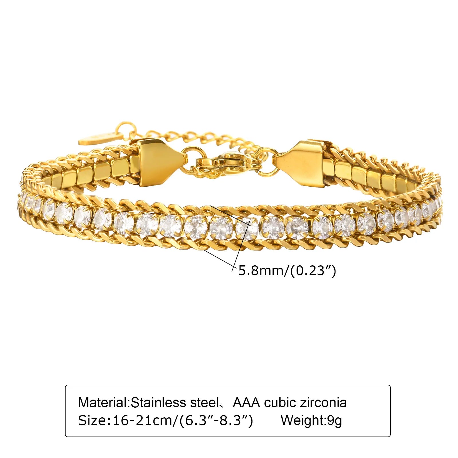Women Stainless Steel Chain Bracelet,18K Gold Plated Twist Paperclip Adjustable Link Bracelet,Chunky Stackable Layered Jewelry